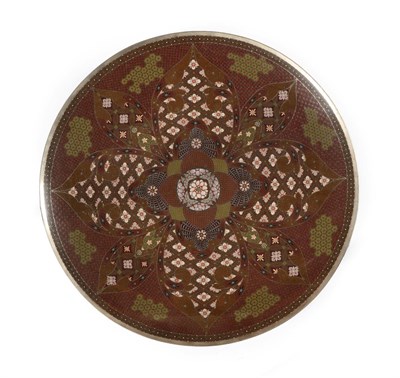 Lot 38 - A Japanese Cloisonné on White Metal Dish, Meiji period, of circular form, worked with a...