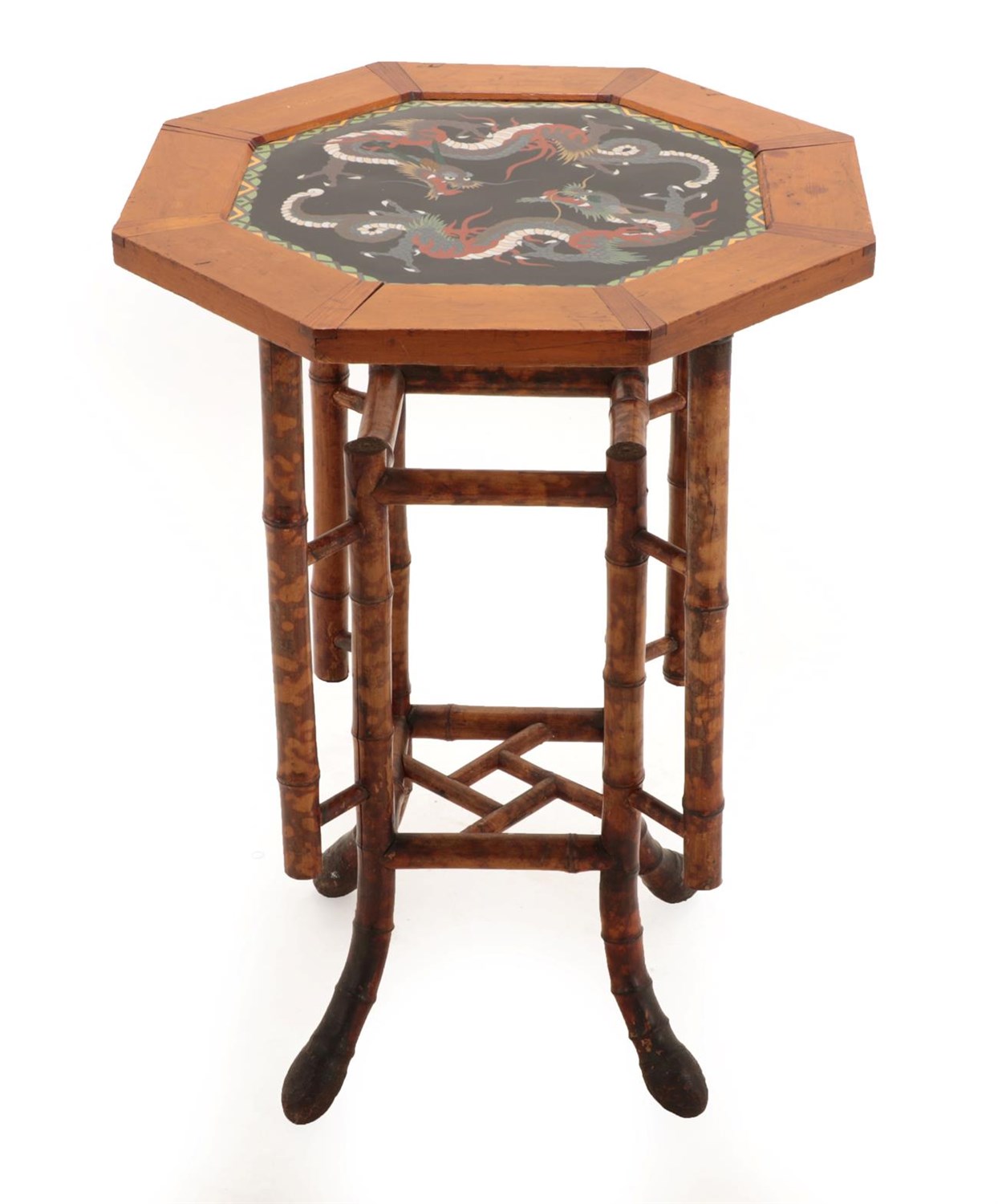 Lot 55 - An Anglo-Japanese Cloisonné and Occasional Table, circa 1900, the octagonal top with inset...