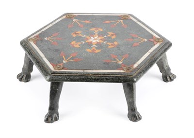 Lot 63 - An Indian Pietra Dura and Black Marble Low Table or Footstool, Mughal or Deccani, 16th/17th...