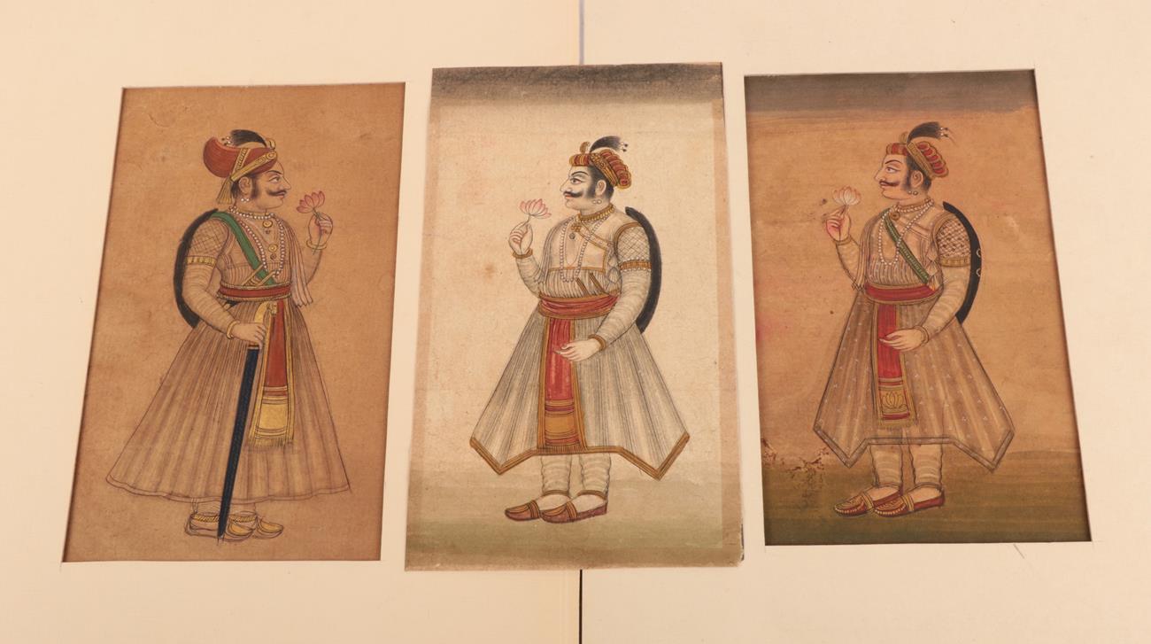Lot 68 - Indian School (late 19th century) Portrait of a Sikh Ruler Pen and ink, gouache and gilt, 18.5cm by