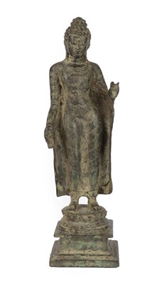 Lot 72 - A South Indian Bronze Figure of Buddha, Amaravati School, 10th/12th century AD, standing with...