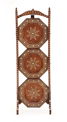 Lot 80 - An Anglo-Indian Ivory Inlaid Hardwood Cake Stand, circa 1900, with three octagonal plateaux,...