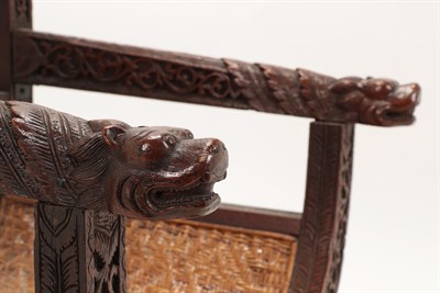 Lot 81 - A Pair of South-East Asian X Framed Hardwood Armchairs, probably Burmese or Thai, late...