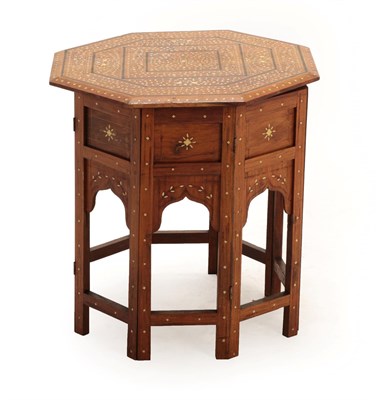 Lot 82 - An Indian Ivory Inlaid and Ebony Strung Hardwood Occasional Table, 19th century, the octagonal...