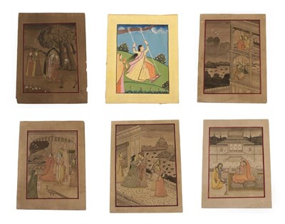 Lot 87 - Indian School (Rajasthan, late 19th century) Lady on a swing with an attendant Gouache, 14.5cm...