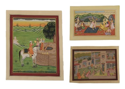 Lot 90 - Indian School (late 19th/early 20th century) Prince on a terrace with a dancer, musicians and...
