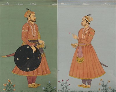Lot 97 - Indian School (late 19th century) Full length portraits of Mughal dignitaries, one holding a...