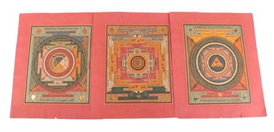 Lot 100 - Indian School (19th century) Jain cosmological charts with script Gouache heightened with gilt,...