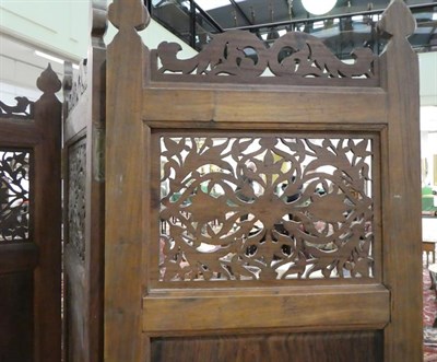 Lot 109 - An Anglo-Indian Marquetry Four-Fold Screen, 19th century, with foliate scroll and spade...