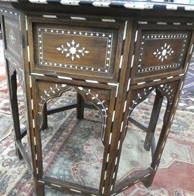 Lot 127 - An Indian Ivory Inlaid Hardwood Occasional Table, probably Hoshiarpur, late 19th century, the...