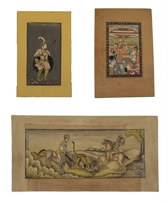 Lot 142 - Indian School (late 19th century) Courtly scene with figures on a terrace Gouache heightened in...