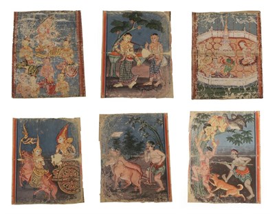 Lot 147 - Indian School (19th century) Illustrations from the life of Phra Mali Gouache, 26cm by 20cm (a...
