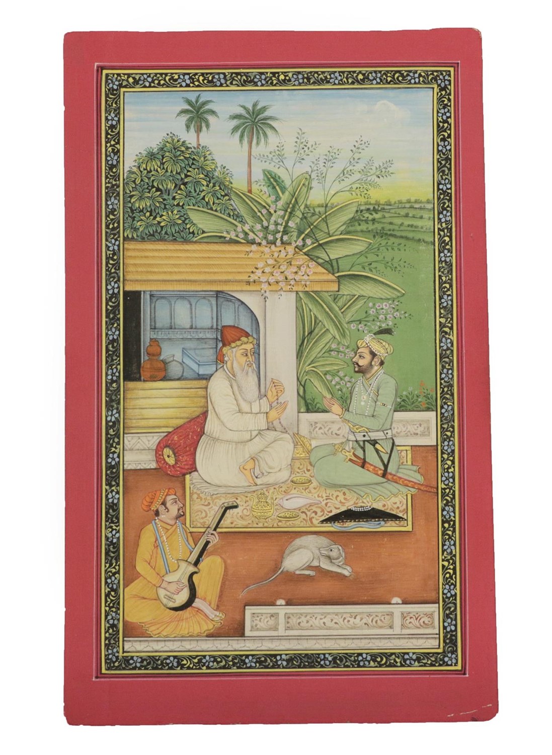 Lot 155 - Indian School (late 19th century) A Prince and holy man sitting on a carpet in discussion...