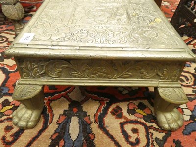 Lot 166 - An Indian Brass Low Table or Footstool, late 19th century, in the manner of Chagnal and Vraulal...