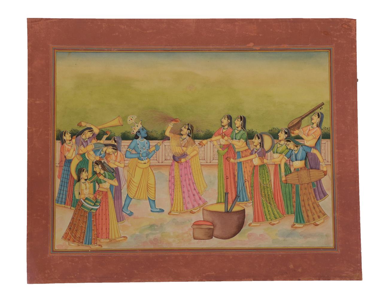 Lot 167 - Indian School (Rajasthan, late 19th century) Krishna and Radha with the Gopis and musicians...