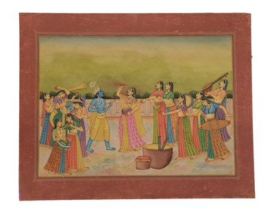 Lot 167 - Indian School (Rajasthan, late 19th century) Krishna and Radha with the Gopis and musicians...