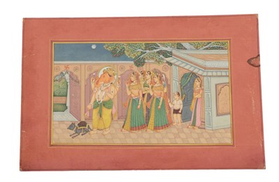 Lot 168 - Indian School (Rajasthan, late 19th century) Ganesha and attendants in a garden  Gouache heightened