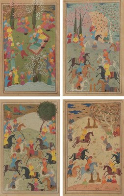 Lot 175 - Indian School (19th century) Figures are various pursuits including Polo, fighting on horseback and