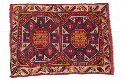 Lot 196 - Bergama Rug West Anatolia, circa 1900 The field with twin hexagons enclosed by slant leaf...
