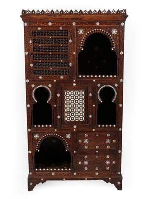 Lot 200 - A Mother-of-Pearl and Bone Inlaid Hardwood Cabinet, Damascus, late 19th century, with foliate...