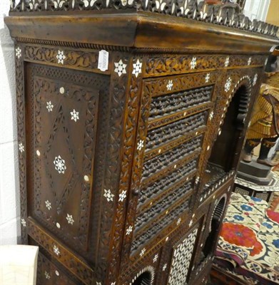 Lot 200 - A Mother-of-Pearl and Bone Inlaid Hardwood Cabinet, Damascus, late 19th century, with foliate...