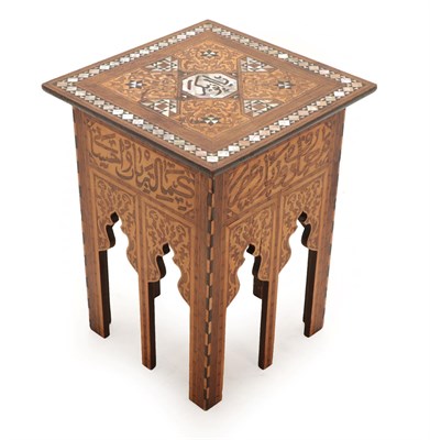 Lot 201 - A Damascus Mother-of-Pearl and Bone Inlaid Marquetry Occasional Table, late 19th/early 20th...