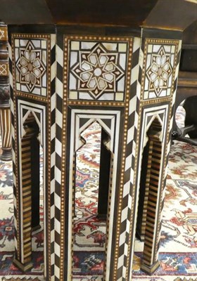 Lot 205 - A Pair of Syrian Bone and Mother-of-Pearl Inlaid Hardwood Occasional Tables, 20th century, the...