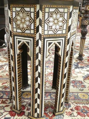 Lot 205 - A Pair of Syrian Bone and Mother-of-Pearl Inlaid Hardwood Occasional Tables, 20th century, the...