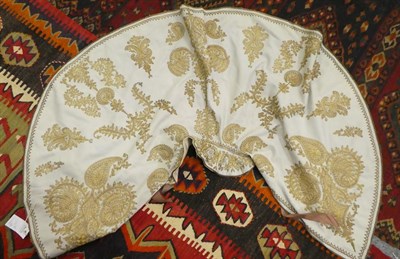 Lot 210 - A Felt and Metal Thread Cape, probably Ottoman, on a mint ground decorated with roundels, boteh and