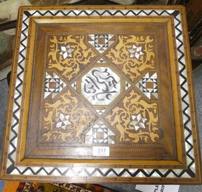 Lot 217 - A Damascus Mother-of-Pearl, Ebony Inlaid and Parquetry Hardwood Occasional Table, late 19th...