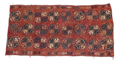 Lot 219 - Uzbek Flatweave, 19th/early 20th century Woven in eight joined panels, the terracotta field...