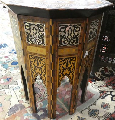 Lot 235 - A Damascus Mother-of-Pearl Inlaid Hardwood Occasional Table, late 19th/early 20th century, the...