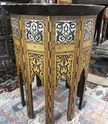 Lot 235 - A Damascus Mother-of-Pearl Inlaid Hardwood Occasional Table, late 19th/early 20th century, the...