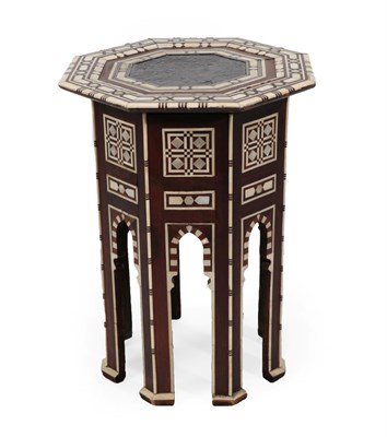 Lot 238 - A Damascus Bone and Mother-of-Pearl Inlaid Occasional Table, early 20th century, the octagonal...