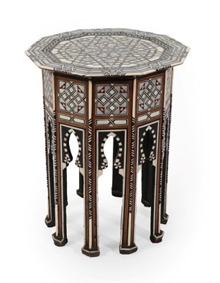 Lot 251 - A Damascus Bone and Mother-of-Pearl Inlaid Hardwood Occasional Table, late 19th/early 20th century