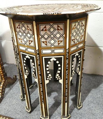 Lot 251 - A Damascus Bone and Mother-of-Pearl Inlaid Hardwood Occasional Table, late 19th/early 20th century