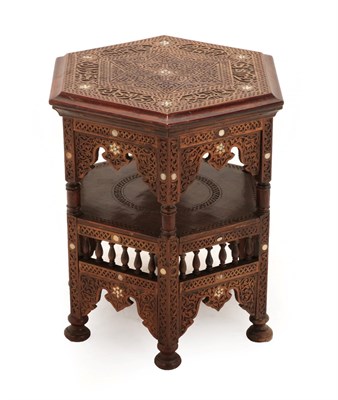 Lot 267 - A Damascus Mother-of-Pearl Inlaid Hardwood Occasional Table, late 19th/early 20th century, the...