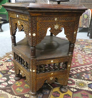 Lot 267 - A Damascus Mother-of-Pearl Inlaid Hardwood Occasional Table, late 19th/early 20th century, the...