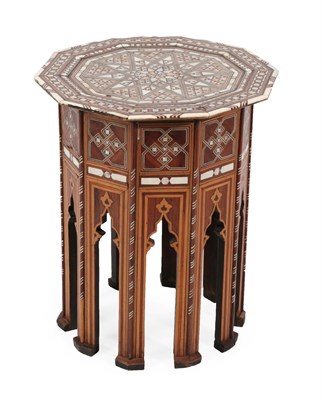 Lot 285 - A Damascus Bone and Mother-of-Pearl Inlaid Hardwood Occasional Table, late 19th/early 20th century