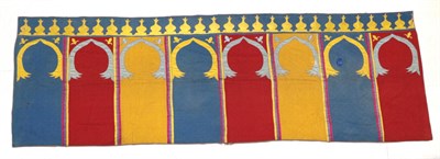 Lot 293 - A Middle Eastern Silk and Embroidered Panel, 20th century, having polychrome niches beneath a...