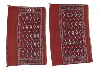 Lot 300 - Pair of Yomut Chuvals East Caspian, 20th century Flatwoven, each with madder field and five columns