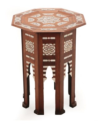 Lot 302 - A Damascus Mother-of-Pearl and Bone Inlaid Occasional Table, early 20th century, the octagonal...