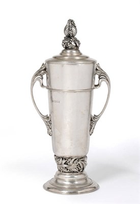 Lot 1469 - Charles Boyton (1885-1958): A Silver Twin-Handled Cup and Cover, London 1937, the tapered...