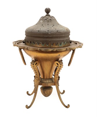Lot 310 - An Ottoman Copper and Brass Brazier, late 19th century, the domed pierced cover with ball knop,...