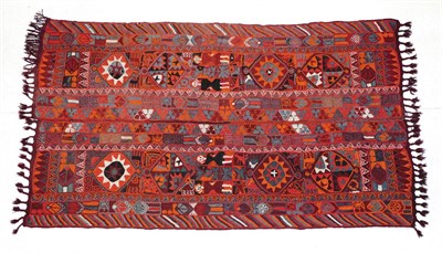 Lot 323 - Unusual Flatweave Rug Robably Marsh Arab, 20th century Woven in two parts and joined, the...
