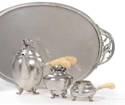 Lot 1473 - Georg Jensen (Danish, 1866-1935): "Blossom" Pattern Sterling Coffee Service, comprising a...