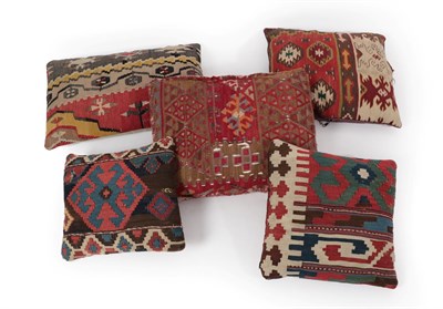 Lot 358 - A Collection of Four Various Cushions, covered in late 19th and early 20th century kilims