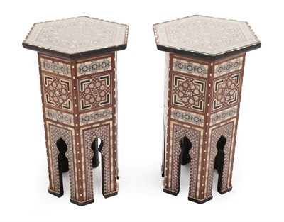 Lot 359 - A Pair of Damascus, Bone, Mother-of-Pearl and Faux Tortoiseshell Inlaid Hardwood Tables, 1st...
