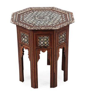 Lot 365 - A Damascus Bone and Mother-of-Pearl Inlaid Occasional Table, late 19th/early 20th century, the...