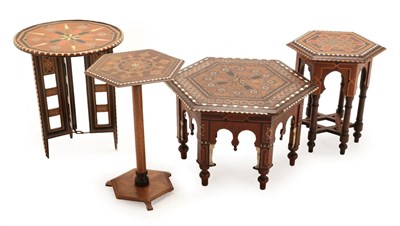 Lot 370 - A Spanish Bone Inlaid Parquetry Occasional Table, late 19th century, in Neo-Mudejar style, the...